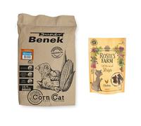 Super Benek Corn Cat Litter + 45g Rosie's Farm Cat Snack Free! * - Sea Breeze Clumping (25l, approx. 15.7kg) + "Strips" - Chicken (45g)