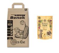 Super Benek Corn Cat Litter + 45g Rosie's Farm Cat Snack Free! * - Ultra Natural (7l, approx. 4.4kg) + "Strips" - Chicken (45g)