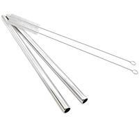 Super Big Drinking Straws Set 12" Extra Long 1/2" Extra Wide Reusable 304 Food-Grade 18/8 Stainless Steel for Frozen Drinks Boba Bubble Tea Smoothies and Shakes - Set of 2 with 2 Cleaning Brushes