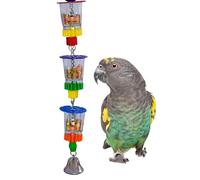 Super Bird Creations SB632 Foraging Bottom’s Up Bird Toy with Clear Acrylic Cups, Medium/Large Bird Size, 18” x 2.5”