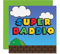 Super Birthday Cards for Dad - Super Daddio - Dad Birthday Card from Daughter Son Child, Toddler Baby 1st Father's Day, 145mm Video Game Gamer Papa Fun Funny Greeting Cards