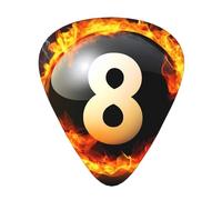 Super Black Ball On Fire Billiards Guitar Picks Gift Set - Smooth Durable Plectrums For Acoustic, Electric & Bass Guitar, Perfect Present For Guitar Lovers & Musicians