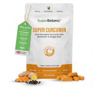 Super Botanic Curcumin 500mg - Turmeric & Black Pepper, 60 Vegan Caps Pouch | High Strength Curcumin C3 Complex with Black Pepper and Ginger Extract, 33,000mg Turmeric Equivalent in Easy Vegan Capsules