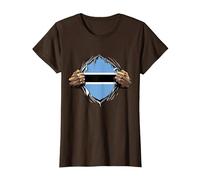 Super Botswanan Heritage Proud Botswana Roots Flag T-Shirt, Women, Brown, X-Small