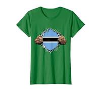 Super Botswanan Heritage Proud Botswana Roots Flag T-Shirt, Women, Kelly Green, Small