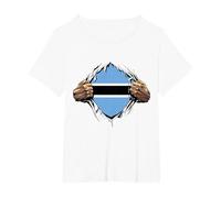 Super Botswanan Heritage Proud Botswana Roots Flag T-Shirt, Women's Plus, White, 1X