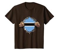 Super Botswanan Heritage Proud Botswana Roots Flag T-Shirt, Youth, Brown, X-Small