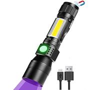 Super Bright 1800 Lumen Flashlight, USB Rechargeable 395nm UV Light Torch with Magnet Base for Camping Hiking (Blacklight-7Modes-1Piece-with Battery)
