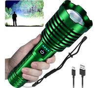 Super Bright 1800000 Lumens High LED Flashlight, Rechargeable Battery Operated Handbag Torches, Waterproof Tactical Flashlights, Zoomable, 5 Modes, 31 Hours Runtime