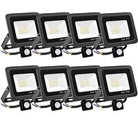 Super Bright 2000 Lm LED Security Lights with Motion Sensor, 6-Pack IP66 Waterproof Floodlight, Cool White 6000K for Outdoor Garage, Garden, Pathway Lighting