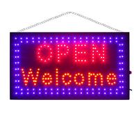 Super Bright Flashing LED OPEN WELCOME Shop Sign Neon Hang Display Window Light (LARGE)