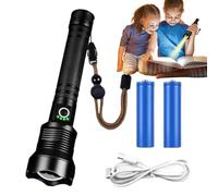 Super Bright Flashlight,Zoomable Outdoor LED Torch - USB Rechargeable Waterproof Flashlight for Bushcraft Tornado Survival Outdoor Disaster Backpacking Fishing Camping Hunting
