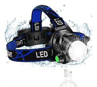 Super Bright Headlamp, USB Rechargeable Led Head Lamp, IPX4 Zoomable Waterproof Headlight with 4 Modes and Adjustable Headband, Hard Hat Light Perfect for Camping, Hiking, Outdoors, Hunting, Running