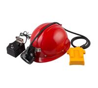 Super Bright LED Mining Head Lamp,5 W Rechargeable Safety Explosion-Proof Miner Cap Lamp for Coal Mines, Mountain Climbing (With Red Helmet)