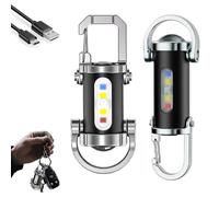 Super Bright Mini Keychain Flashlight, Portable Rechargeable Type-C USB LED Light, Waterproof Design Multiple Lighting Modes, Portable Light Source Function for Camping Hiking (Mix)