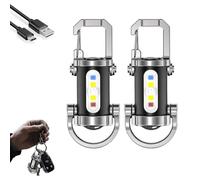 Super Bright Mini Keychain Flashlight, Portable Rechargeable Type-C USB LED Light, Waterproof Design Multiple Lighting Modes, Portable Light Source Function for Camping Hiking (A#)