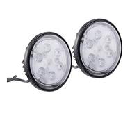 Super Bright Offroad PAR36 4.5" Round LED Sealed Beam Lamp Work Light, 6000K Cool-White Flood Beam for Utility Tractors & Agri Vehicles, Corrosion/Vibration Resistant Waterproof, Black Finish, 2-Pack