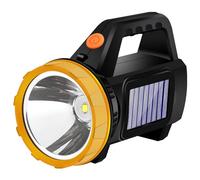 Super Bright Rechargeable LED Torch with Side Light, Solar Powered Flashlight + USB Charging, Heavy Duty Handheld Searchlight for Camping Hiking Emergency Outdoor Use, Waterproof Lantern Torch