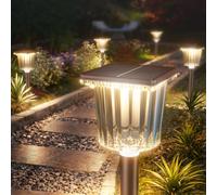 Super Bright Solar Outdoor Lights Waterproof Pathway Powered 4-Pack, Adjustable Warm&Cool White, Garden Decor Outside for Front Porch Yard/Patio/Walkway/Driveway/Lawn/Flowerbed/Landscape Lighting