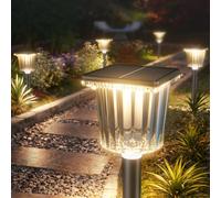 Super Bright Solar Powered Outdoor Lights 4 Pack,Adjustable Warm&Cool White,Waterproof IP65 Solar Garden Decorations Landscape Lighting Outside for Front Yard/Patio/Walkway/Driveway/Lawn/Pathway Light