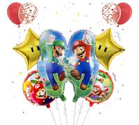 Super Bros Decorations for Boys Girls- Super Brother Birthday Decorations Foil Balloons Happy Birthday Balloons Party Latex for Mari Theme Party Supplies Decorations