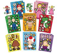 Super Bros Stickers-16 Sheets Art Craft Make a Face DIY Stickers for Kids Ma- Rio Make Your Own Personalized Stickers for Birthday Party Supplies Favors Bag Stuffing Gift Pinata Filler Lucky Dip Prize
