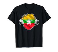 Super Burmese Heritage Proud Myanmar Roots Flag Value Graphic T-Shirt, Men, Black, XL