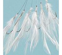 SUPER CATCH MACKEREL COD WHITE COLOURED FEATHER RIG 6 x 2/0 HOOKS SEA PIER BOAT FISHING (WHITE)