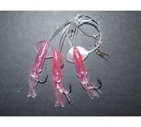 SUPER CATCH PINK SQUID RIG LURE 3 x 4/0 HOOK BOAT WRECK COD SEA FISHING LINE CLIP