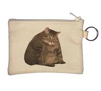 Super Chonky Cat Key Chain Coin Purse Beige