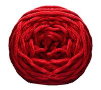 Super Chunky Yarn,Crochet Yarn 40M Knitting Yarn Sweater Soft Ice Strip Line Cotton Scarf Hat Cushion Doll DIY Hand Coarse Yarns Black/White/Yellow(Dark Red 100g)