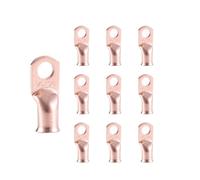 Super Cloud 10pcs Purple Copper Terminal Lugs 1/0 AWG Battery Cable Ends Tubular Bare Copper Eyelets Ring Terminal Connectors(1/0 AWG - 3/8'' Ring)