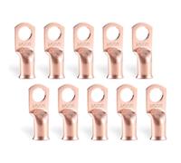 Super Cloud 10pcs Purple Copper Terminal Lugs 2/0 AWG Battery Cable Ends Tubular Bare Copper Eyelets Ring Terminal Connectors (2/0 AWG - 1/2'' Ring)