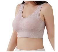 Super Comfort Bra, Womens Sports Bras Removable Pads Women's Embroidered Pattern Seamless Chest Wrap Plus Fattening Sports Running Bra for The Elderly Bras Push up (Red, One Size)