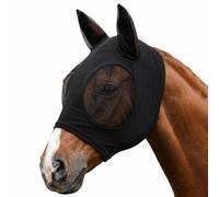 Super Comfort Stretchy Horses Fly Mask, Horse Fly Mask with Large Eye Space Ear Mesh Covers UV Protection Soft Breathable Fabric Black Mosquito Insect Cover