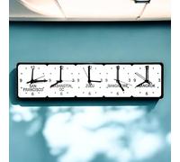 Super Cool Creations Bespoke Named Five Square Time Zone Clock for Wall Hanging & Desk Stand Option Included 80cm x 20cm (Black Back/White Front)