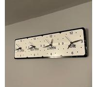 Super Cool Creations Bespoke Named Four Square Time Zone Clocks & Desk Stand (Many Matt Colour Choices) 50cm x 15.5cm (Light Grey Matt Back/Moonlight White Matt Front)