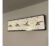 Super Cool Creations Bespoke Named Four Square Time Zone Clocks & Desk Stand (Many Matt Colour Choices) 50cm x 15.5cm (Bubble Gum Blue Matt Back/Moonlight White Matt Front)