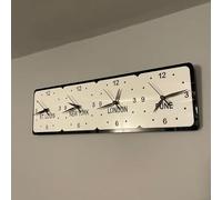 Super Cool Creations Bespoke Named Four Square Time Zone Clocks & Desk Stand (Many Mirror & Gloss Colour Choices) 50cm x 15.5cm (Black Back/Silver Front)