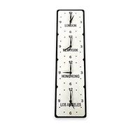 Super Cool Creations Bespoke Named Four Square Vertical Time Zone Clocks (Many Matt Colour Choices) 50cm x 15.5cm (Orange Fizz Matt Back/Moonlight White Matt Front)