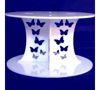 Super Cool Creations Butterflies White Round Acrylic Pillars Wedding & Party Cake Separators/Stands 25cm - 23cm