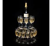 Super Cool Creations Champagne Flute Display Stand For Weddings and Parties - Acrylic 47cm High x 40cm Diameter, Holds 22 Flutes