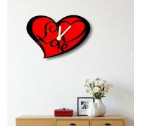 Super Cool Creations Decorative Heart-Shaped Wall Clock, Red and Black, Modern Design, 25cm
