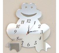 Super Cool Creations Frog Clock Silver Acrylic Mirror, Size 25cm x 20cm