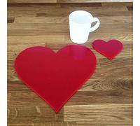 Super Cool Creations Heart Placemat And Coaster Set, Red - 4 Placemats and 4 Coaster - Standard