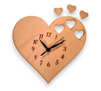 Super Cool Creations Hearts (3 cut out hearts) Shaped Wooden Wall Clocks, Living Room, Bedroom, Nursery, Kitchen, Dining Room, 30cm