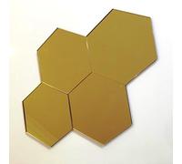 Super Cool Creations Hexagon Tiles, Gold Mirror - Pack of Ten - 6cm x 6.9cm