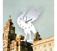 Super Cool Creations Liver Bird Shaped Wall Clock - Football Fan Silver Mirror Acrylic - 25cm