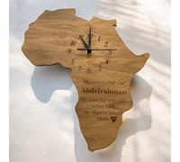 Super Cool Creations Personalised Africa-Shaped Wooden Wall Clock with Custom Message Engraving, Decorative Oak Wood Clock, 30cm