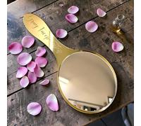 Super Cool Creations Personalised Hand Held Mirror, Gold, Round, 25 x 12cm